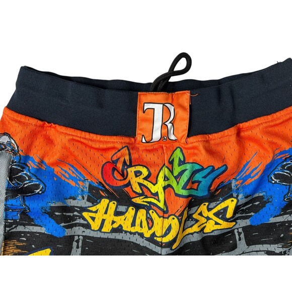 Crazy Handles Kids Youth Athletic Shorts  Size M  Colorful Graffiti Print  Artsy - Picture 3 of 6